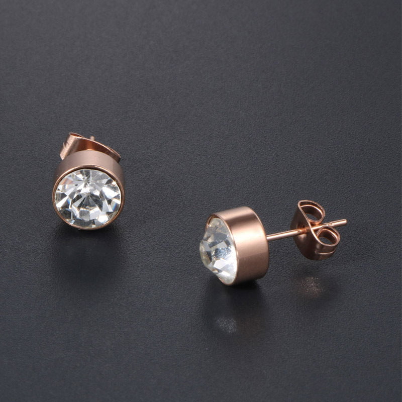 Wee Luxury Men Earrings 1 piece Titanium Earrings for Men Rose Gold Ear Accessories