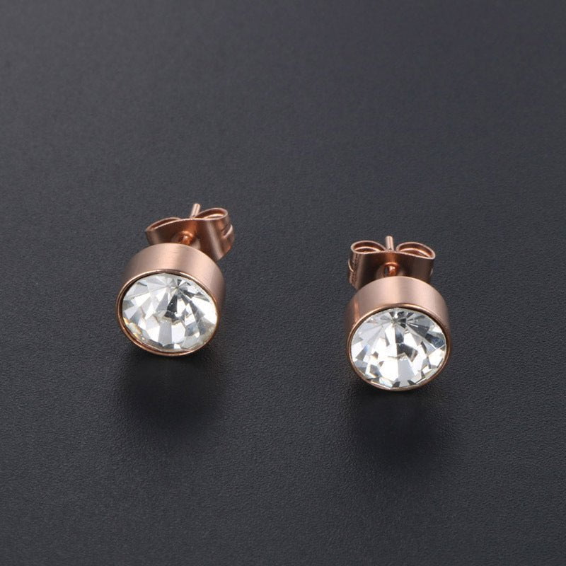 Wee Luxury Men Earrings 1 piece Titanium Earrings for Men Rose Gold Ear Accessories