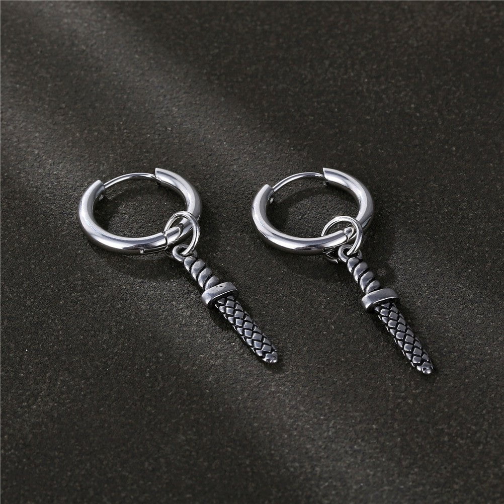 Wee Luxury Men Earrings 1 piece Vintage Dark Titanium Ear Stud Design