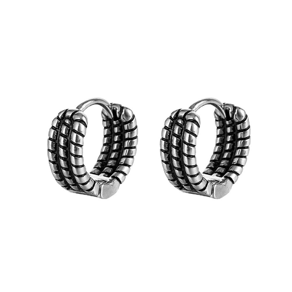 Wee Luxury Men Earrings 1 piece Vintage Punk Unisex Twist Metal Stud Earrings