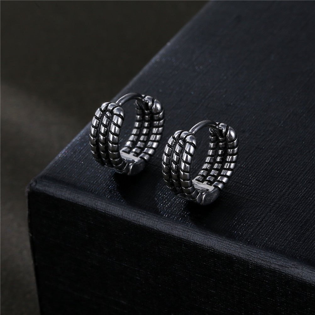 Wee Luxury Men Earrings 1 piece Vintage Punk Unisex Twist Metal Stud Earrings