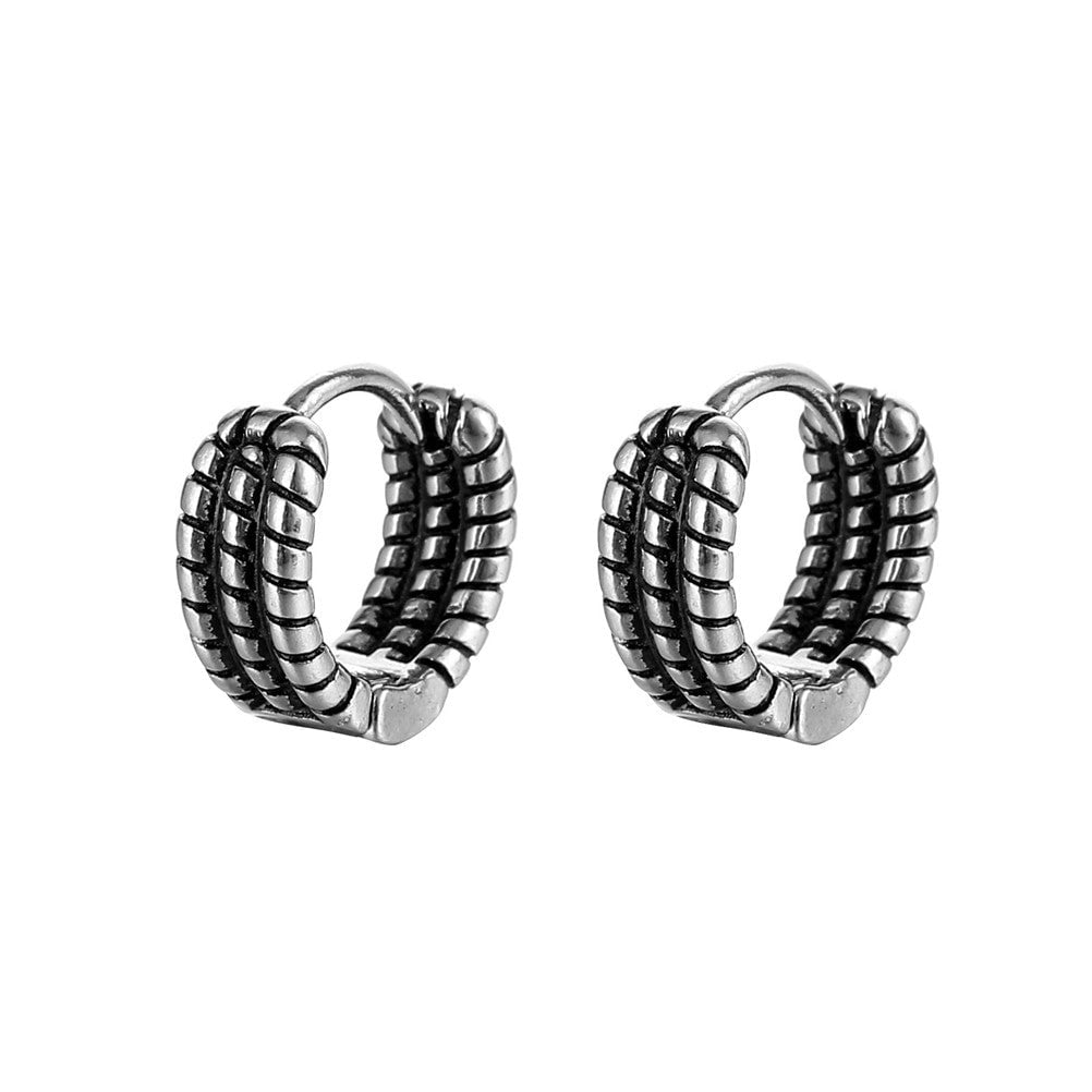 Wee Luxury Men Earrings 1 piece Vintage Punk Unisex Twist Metal Stud Earrings