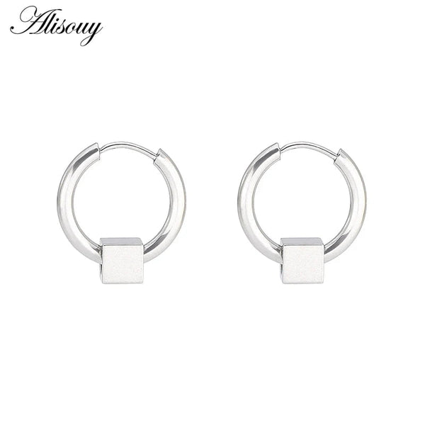 Fashion Small Cube Square Huggie Earrings