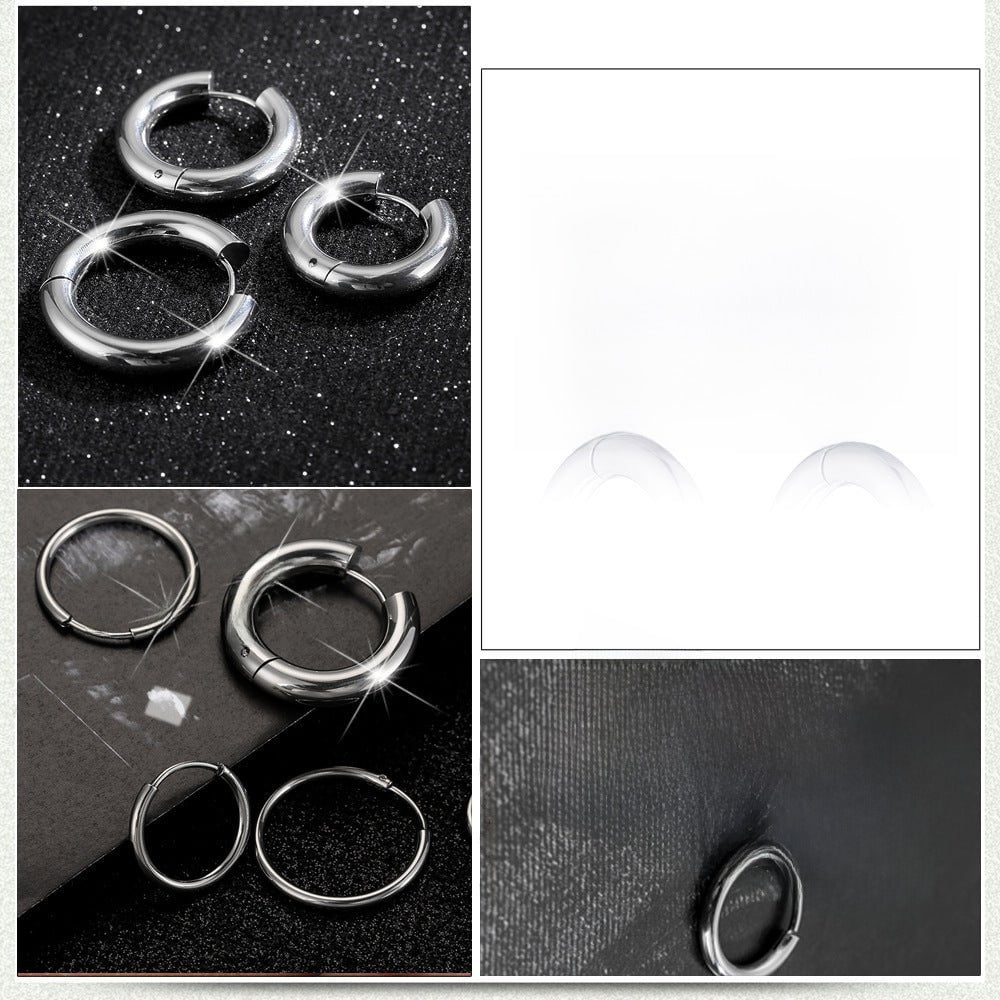 Wee Luxury Men Earrings American Fashion Stainless Steel Round Circle Earrings