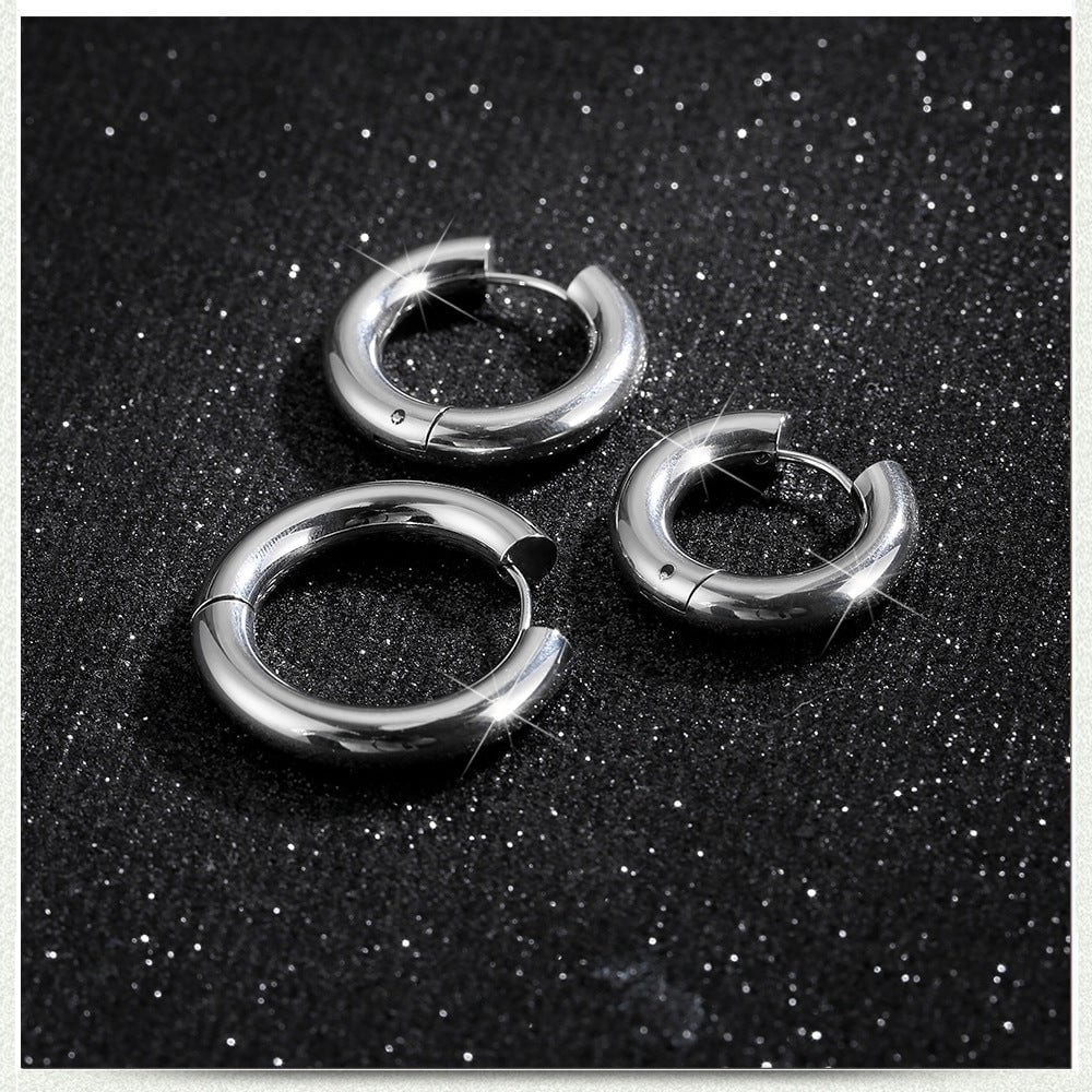 Wee Luxury Men Earrings American Fashion Stainless Steel Round Circle Earrings