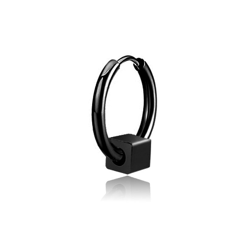 Wee Luxury Men Earrings Black 1 Men's Geometric Huggie Hoop Earrings - Trendy Fashion Jewelry