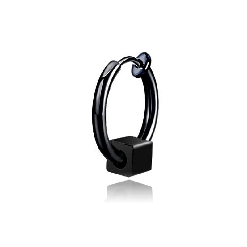 Wee Luxury Men Earrings Black 2 Men's Geometric Huggie Hoop Earrings - Trendy Fashion Jewelry