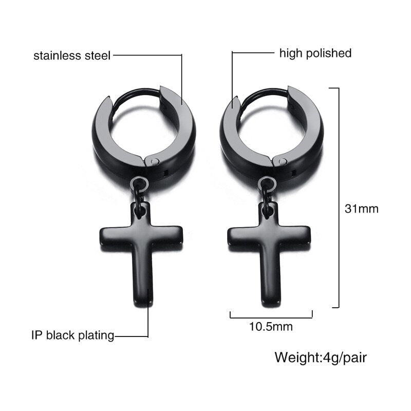 Wee Luxury Men Earrings ED-218B Stylish Stainless Steel Hoop Earrings for Women