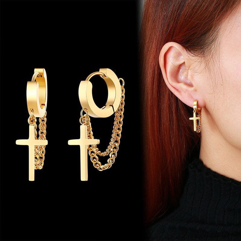 Wee Luxury Men Earrings ED-418G Stylish Stainless Steel Hoop Earrings for Women