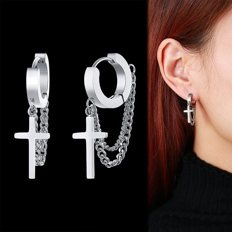 Wee Luxury Men Earrings ED-418S Stylish Stainless Steel Hoop Earrings for Women