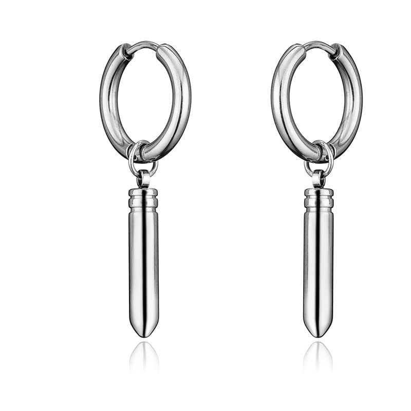 Wee Luxury Men Earrings Geometric Titanium Bullet Tide Stainless Steel Earrings for Men