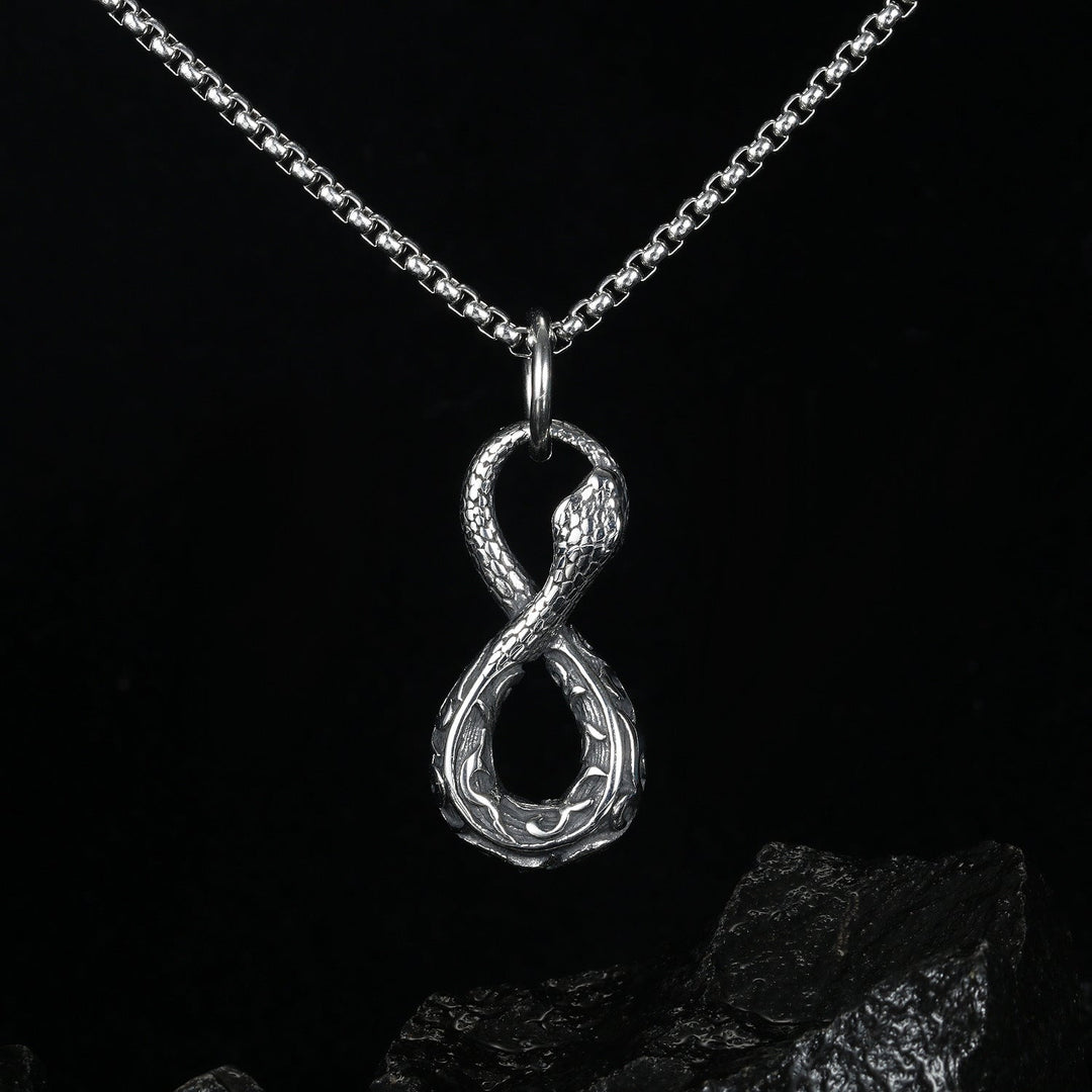 Wee Luxury Men Necklaces 【1730】Pendant + Pearl Chain 3*55cm】 Python Pendant Stainless Steel Mens Necklace