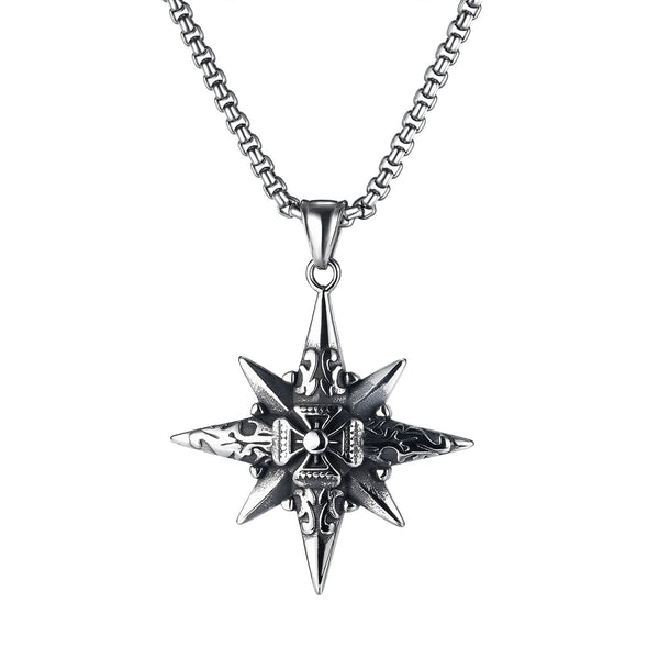 Wee Luxury Men Necklaces 【1897】Pendant + Chain（GL744C3x550mm） Stylish Titanium Steel Necklace with Sleek Star Pendant for Men