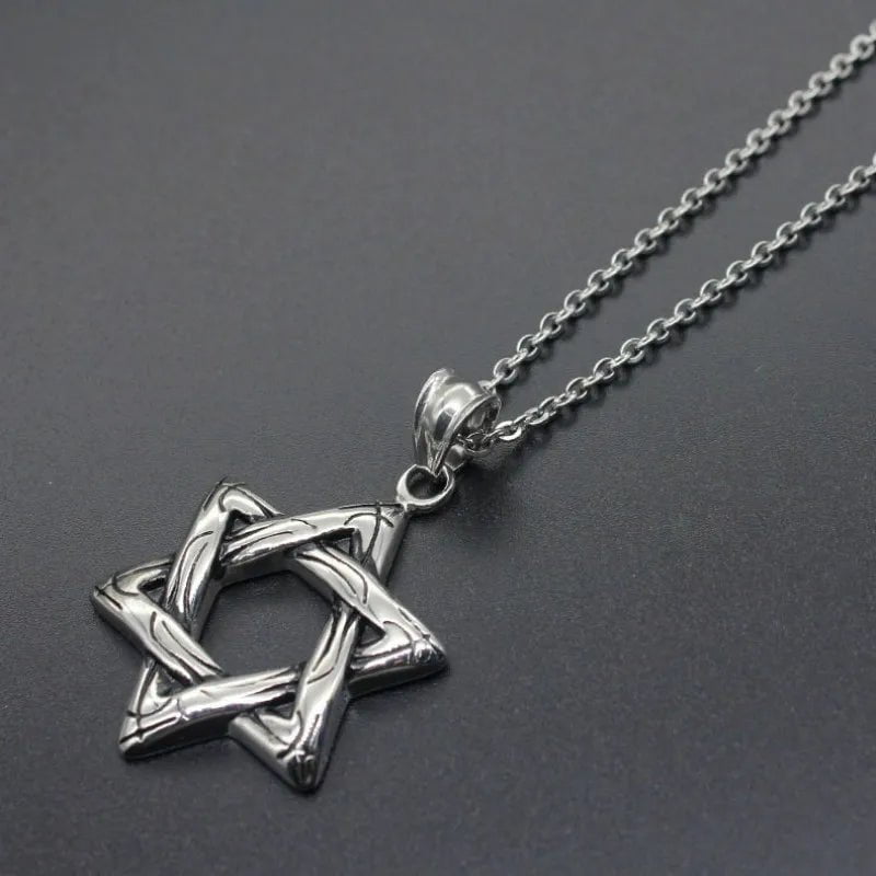 Wee Luxury Men Necklaces 316L Stainless Steel Star of David Chain Necklace Men