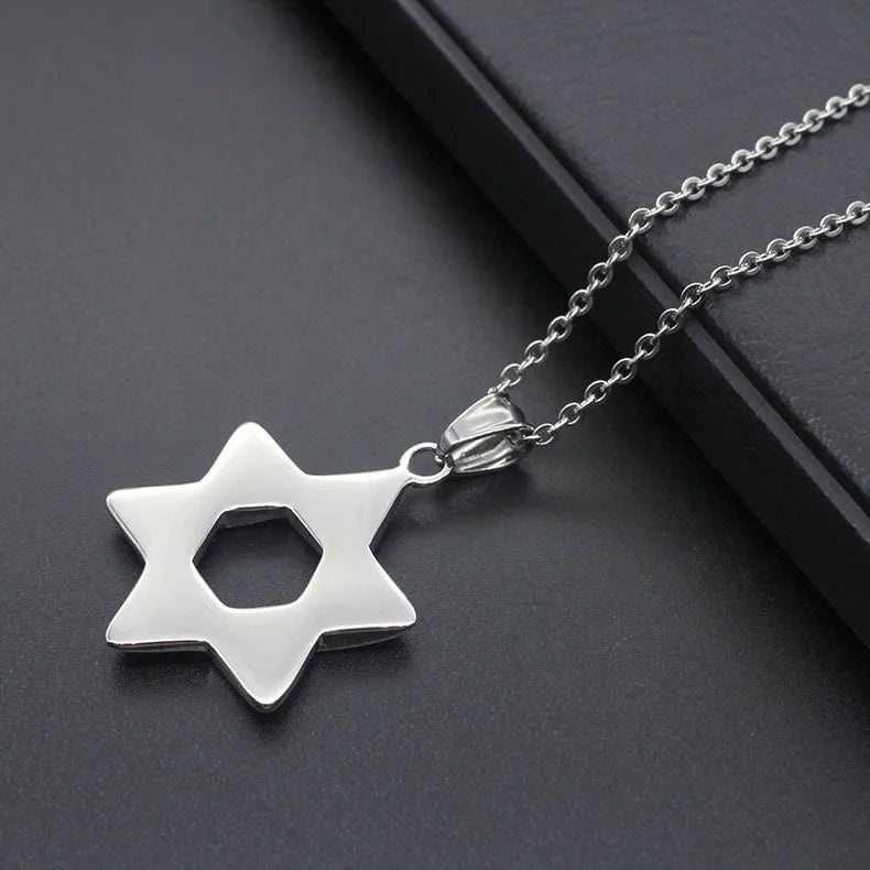 Wee Luxury Men Necklaces 316L Stainless Steel Star of David Chain Necklace Men