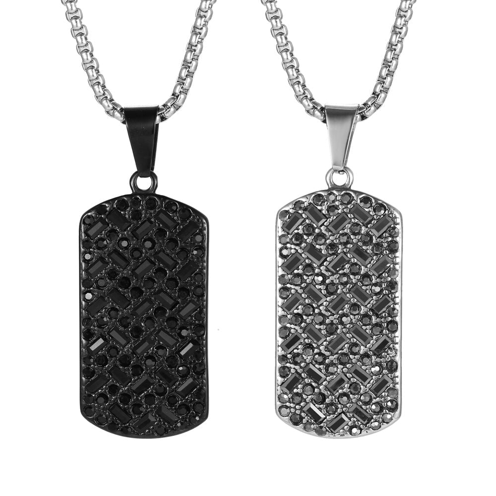 Wee Luxury Men Necklaces Asymmetrical Black Inlaid Titanium Steel Men's Jewellery Necklace