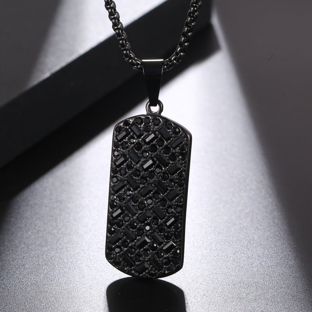 Wee Luxury Men Necklaces Asymmetrical Black Inlaid Titanium Steel Men's Jewellery Necklace