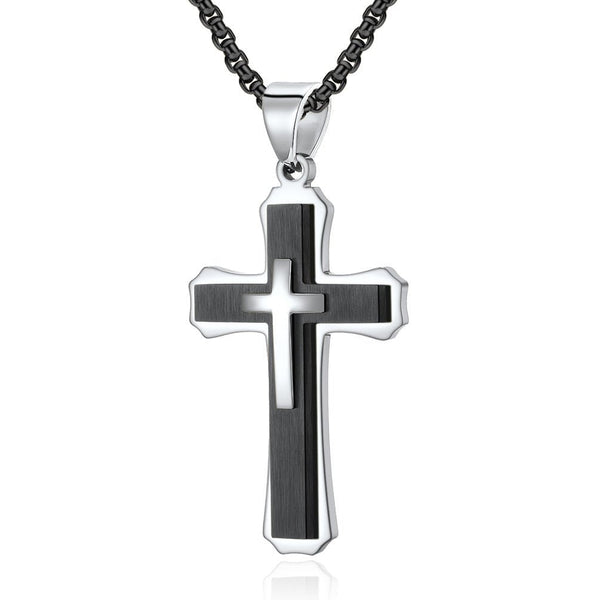 Wee Luxury Men Necklaces Gold and Pearl Chain Necklace Stylish Stainless Steel Cross Necklace - Latest Trend