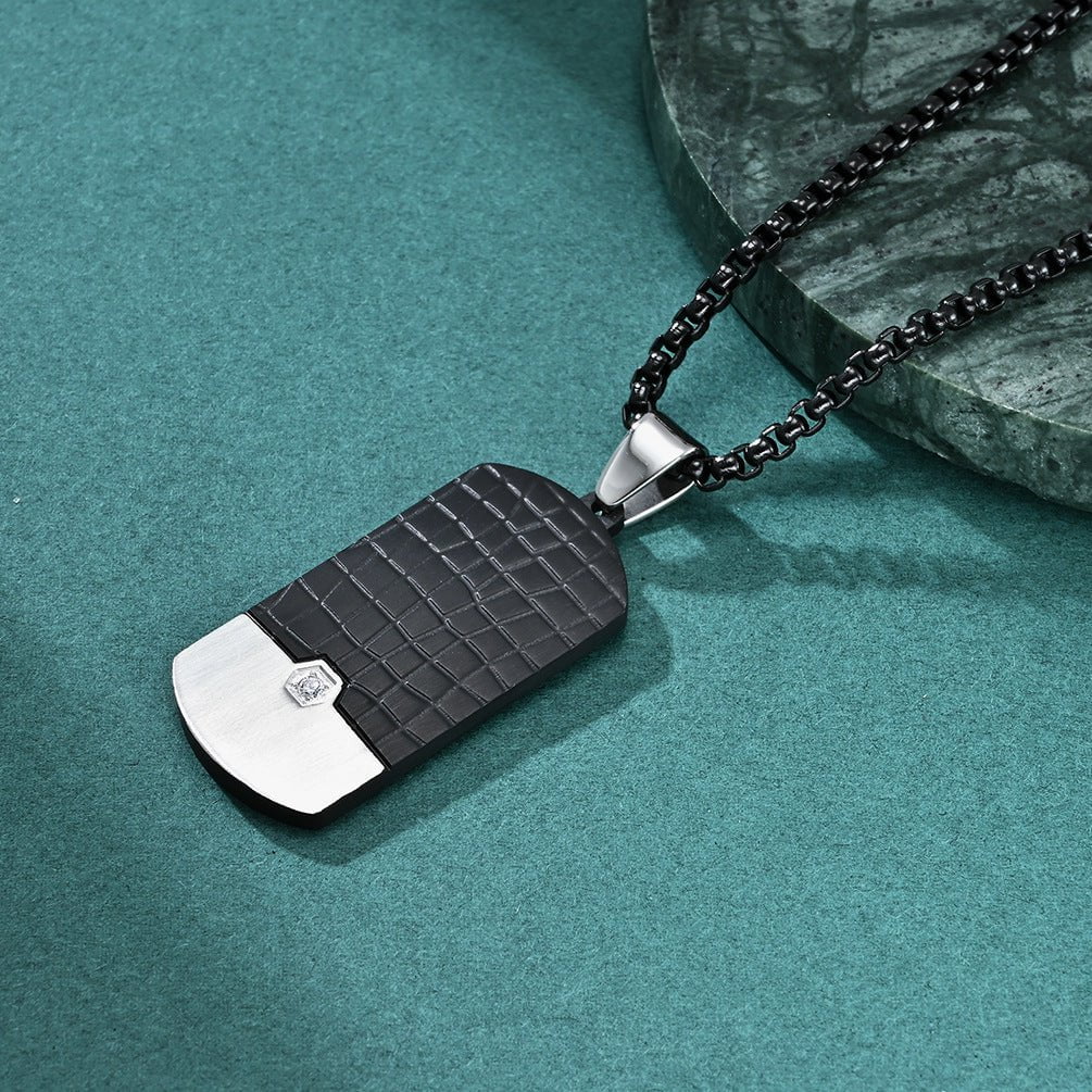 Wee Luxury Men Necklaces Black and Rigid Pearl Chain Necklace Trendy Minimalist Stamped Stone Pendant  Perfect for Men