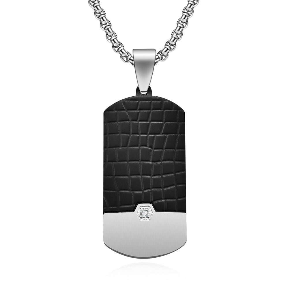 Wee Luxury Men Necklaces Black and Rigid Pearl Chain Necklace Trendy Minimalist Stamped Stone Pendant  Perfect for Men