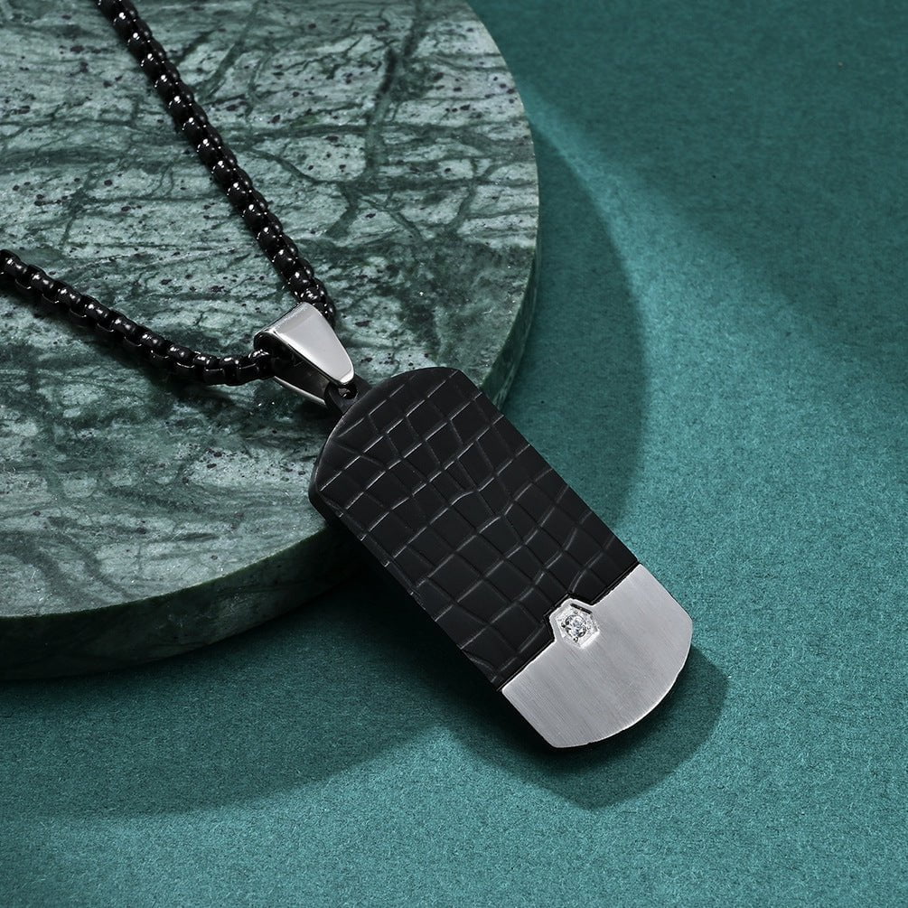 Wee Luxury Men Necklaces Black and Rigid Pearl Chain Necklace Trendy Minimalist Stamped Stone Pendant  Perfect for Men