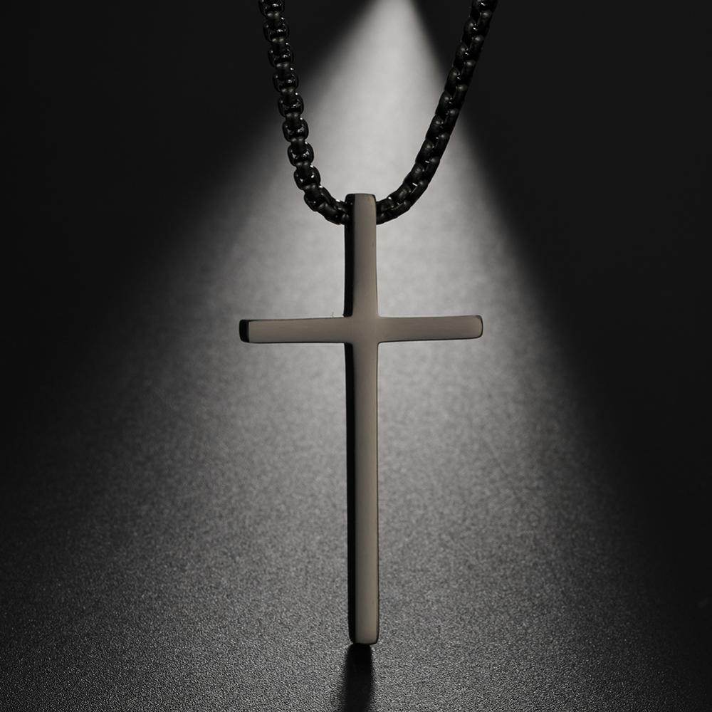 Wee Luxury Men Necklaces Black  Color Choker Jewelry Stainless Steel Cross Necklace For Men