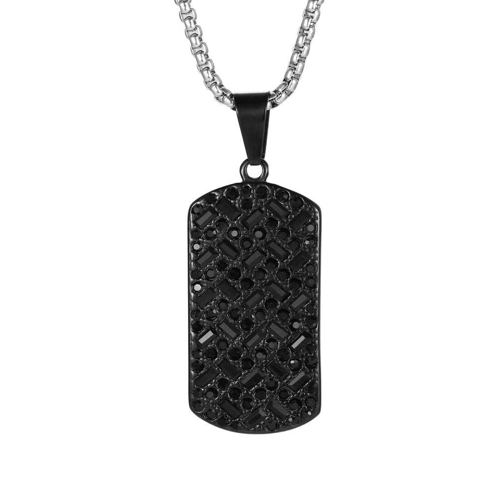 Wee Luxury Men Necklaces Black pendant+401*2.5*60cm with chain Asymmetrical Black Inlaid Titanium Steel Men's Jewellery Necklace