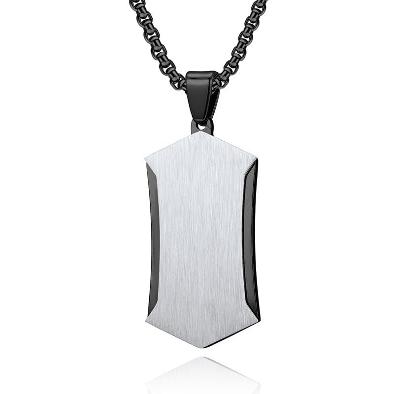 Wee Luxury Men Necklaces Black Pendant and Black Pearl Chain Bold and Stylish DualLayer Titanium Steel Necklace for Men