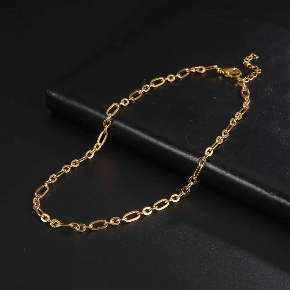 Wee Luxury Men Necklaces Cable Chain Gold / 40cm Paperclip Chain Stainless Steel Choker Necklaces For Men