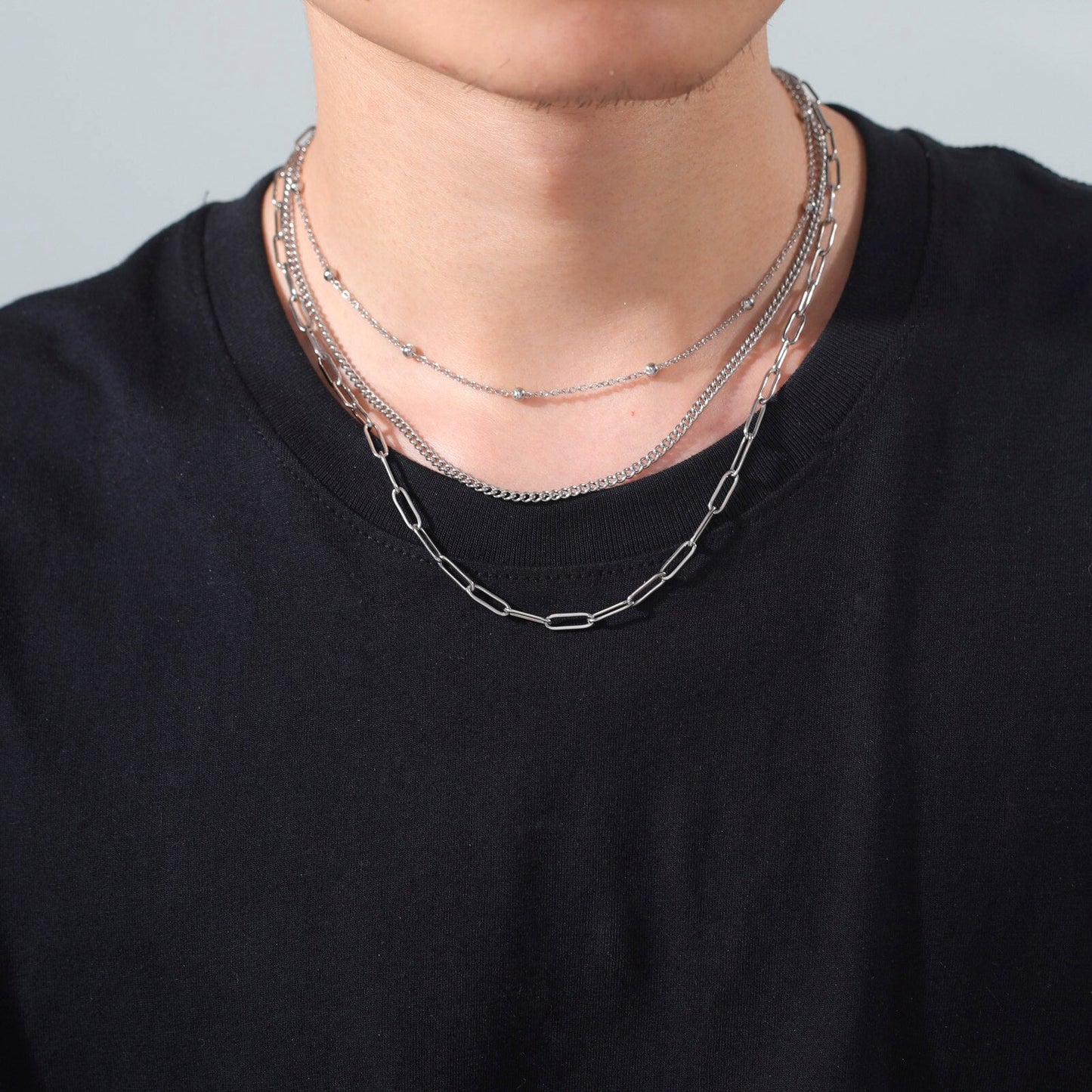 Wee Luxury Men Necklaces Fashionable Beads Choker Multilayer Chain Necklaces