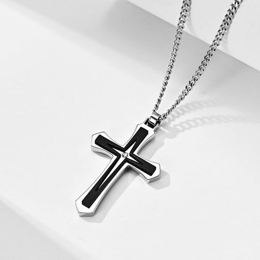 Wee Luxury Men Necklaces Geometric Two-tone in 316 Stainless Steel Cross Pendant for Men