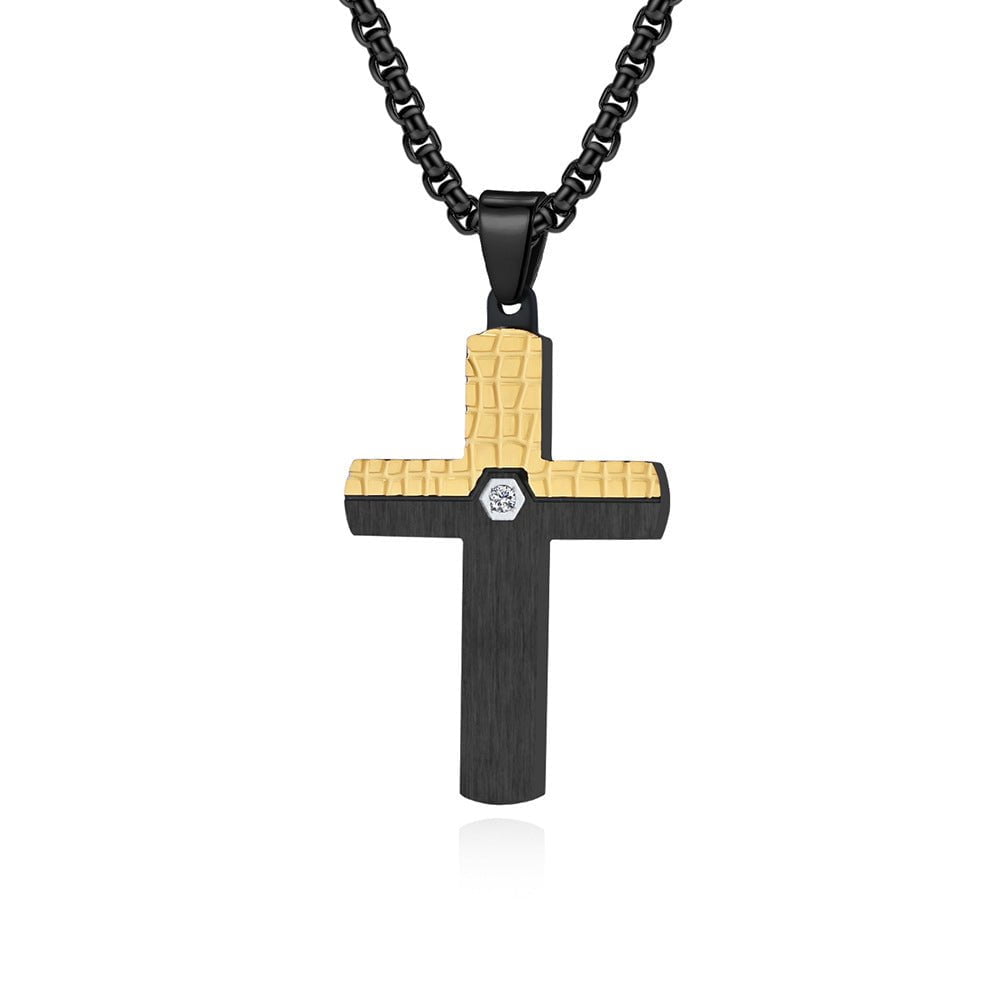 Wee Luxury Men Necklaces Gold and Pearl Chain Necklace Mens Dualtone Cross Necklace Stainless Steel Unique and Durable