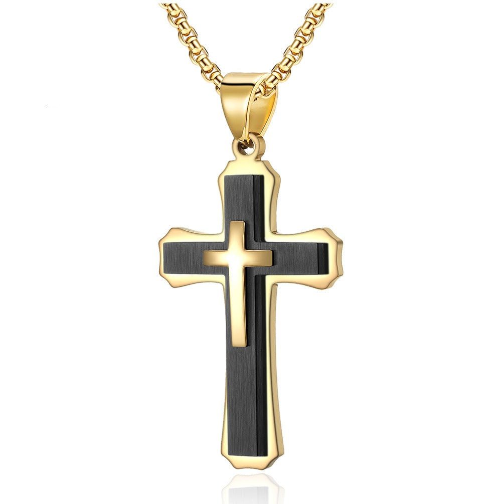 Wee Luxury Men Necklaces Gold and Pearl Chain Necklace Stylish Stainless Steel Cross Necklace - Latest Trend