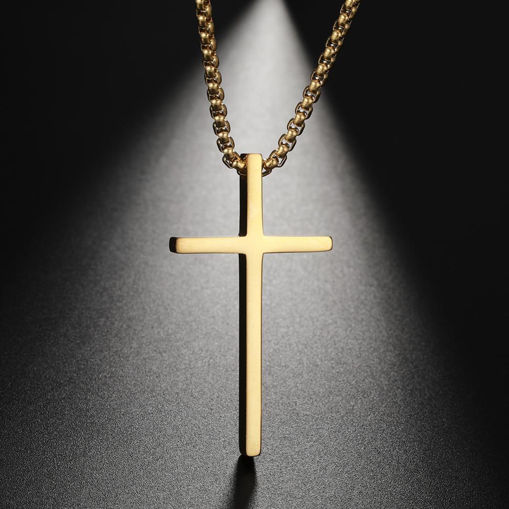 Wee Luxury Men Necklaces Gold Color Choker Jewelry Stainless Steel Cross Necklace For Men