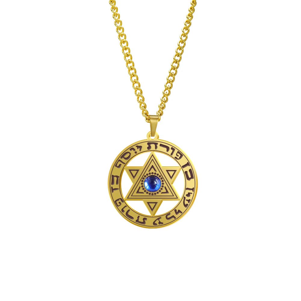 Wee Luxury Men Necklaces Gold color Star of David Pendant Crystal Necklace For Men