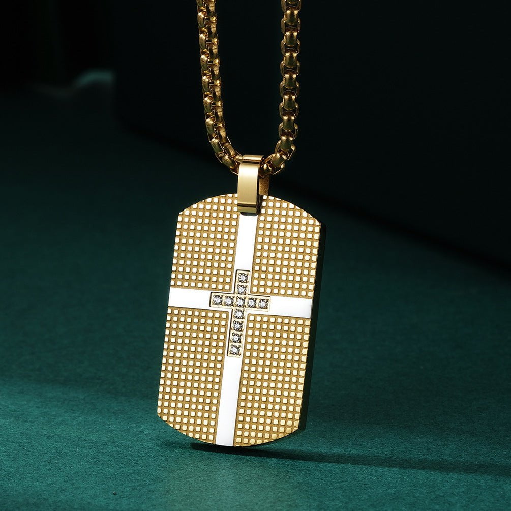 Wee Luxury Men Necklaces Gold with gold pearl chain Modern Stainless Steel Cross Necklace for Men with Gemstone Accents