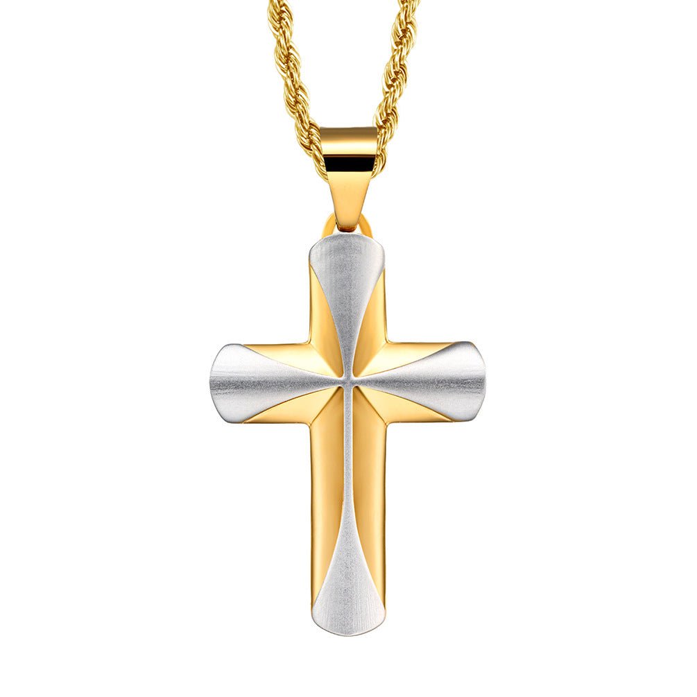 Wee Luxury Men Necklaces Gold with Twist Chain Necklace Stylish Titanium Cross Pendant  Modern Stainless Steel Necklace