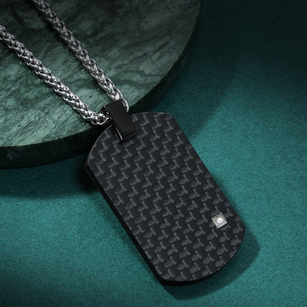 Wee Luxury Men Necklaces Men's Geometric Military Tag Necklace with Engraved Retro Pendant