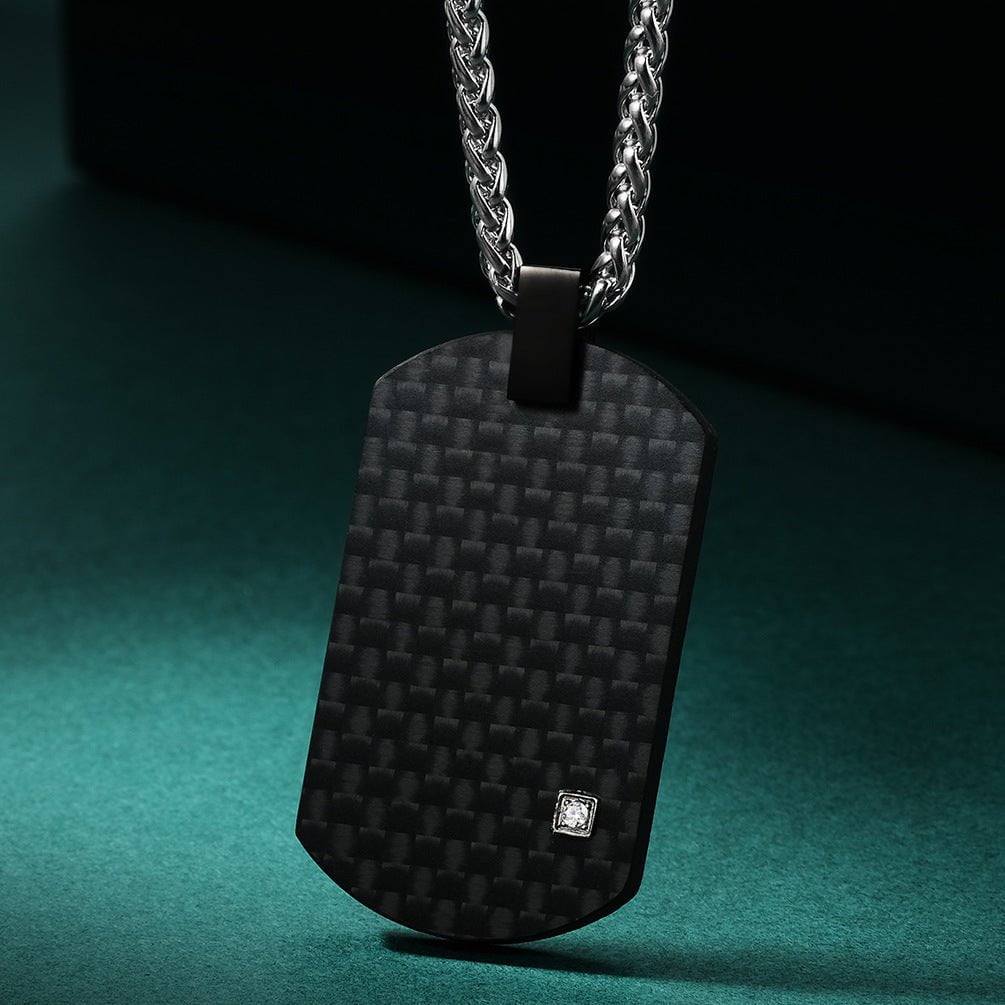 Wee Luxury Men Necklaces Men's Geometric Military Tag Necklace with Engraved Retro Pendant