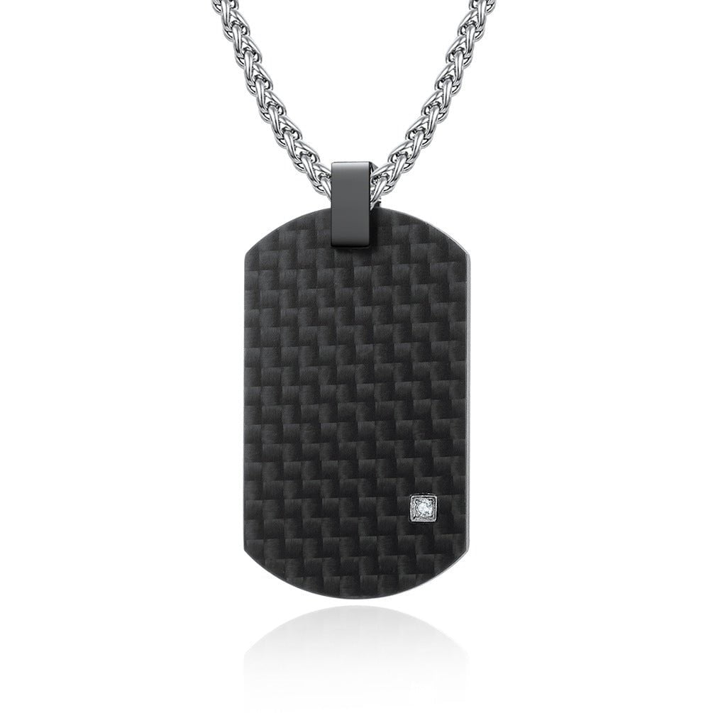 Wee Luxury Men Necklaces Men's Geometric Military Tag Necklace with Engraved Retro Pendant