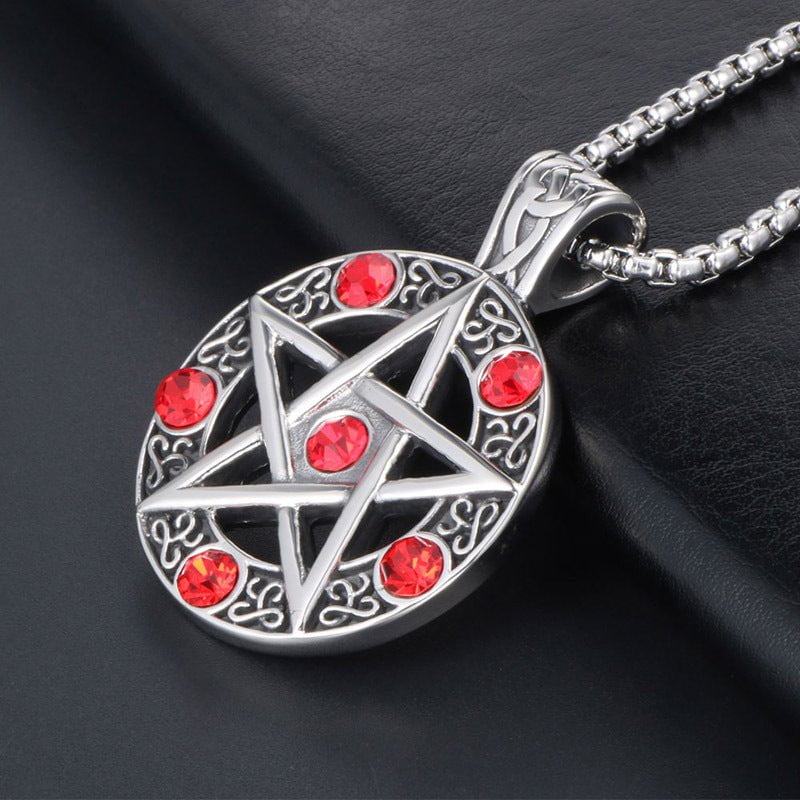 Wee Luxury Men Necklaces Men's Titanium Steel Pentagram Necklace - Unique Star Design