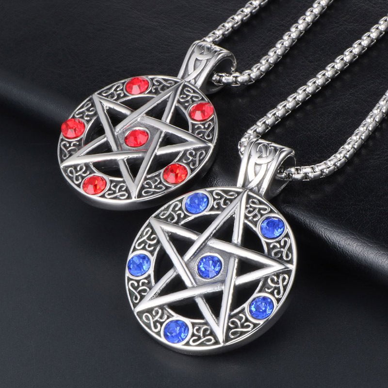 Wee Luxury Men Necklaces Men's Titanium Steel Pentagram Necklace - Unique Star Design