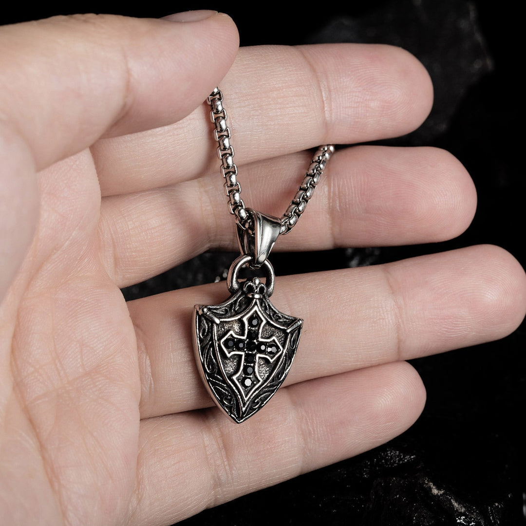 Wee Luxury Men Necklaces Mens Vintage Viking Shield Cross Necklace  Timeless Style