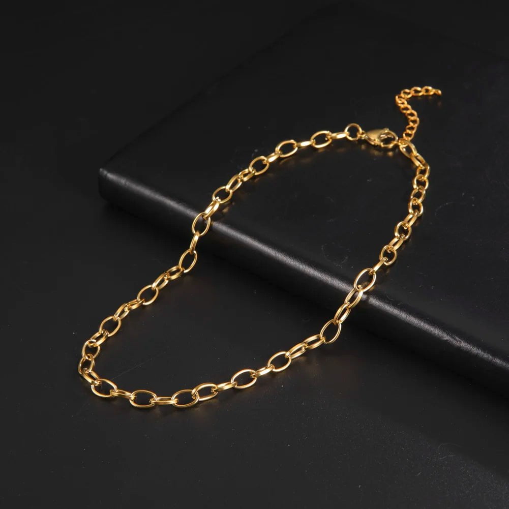 Wee Luxury Men Necklaces Oval Chain Gold / 40cm Paperclip Chain Stainless Steel Choker Necklaces For Men