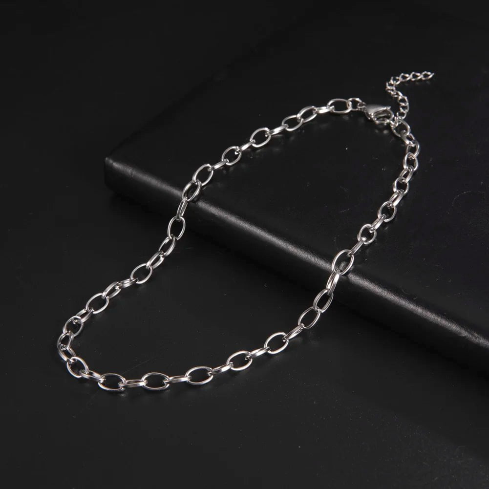 Wee Luxury Men Necklaces Oval Chain Steel / 40cm Paperclip Chain Stainless Steel Choker Necklaces For Men