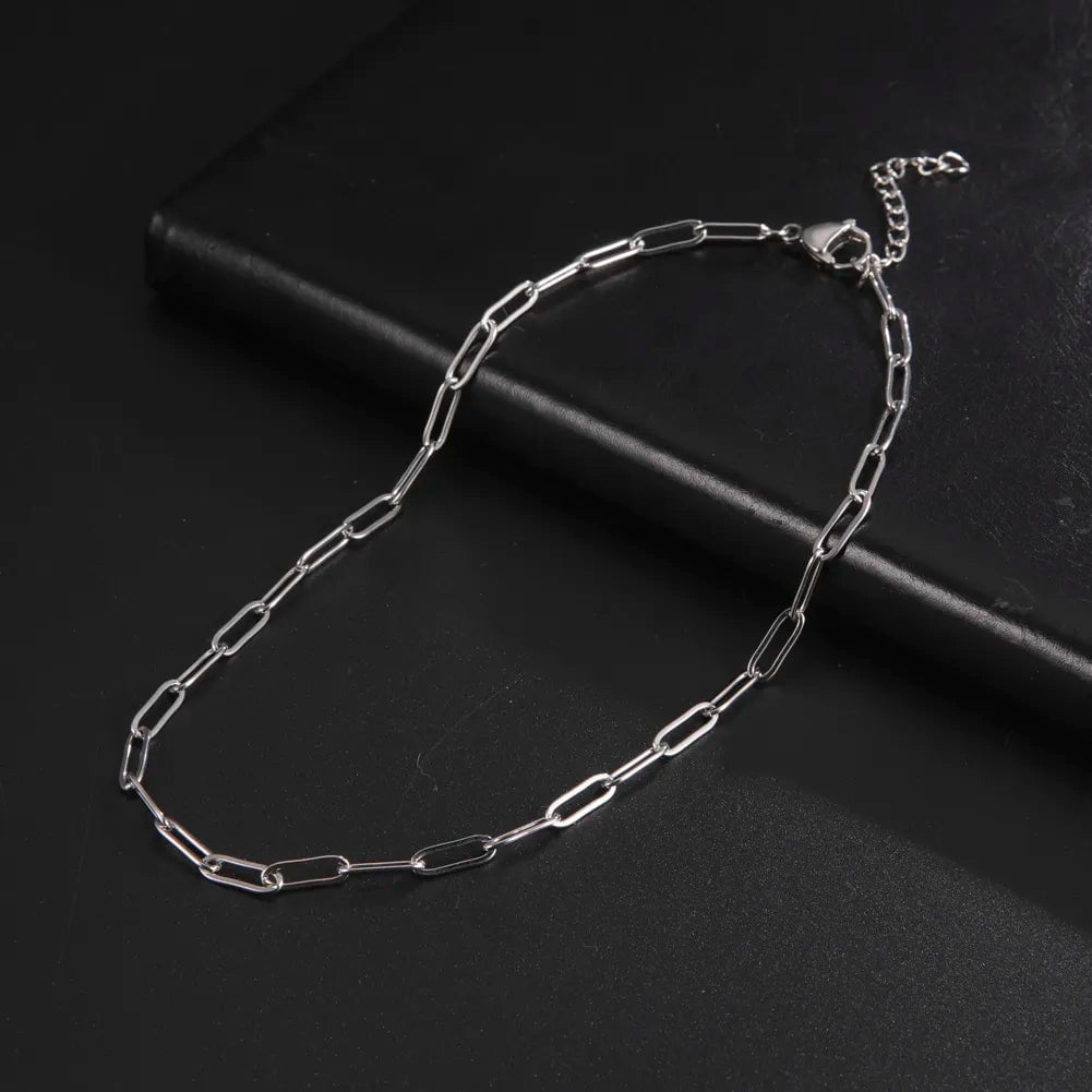 Wee Luxury Men Necklaces PaperclinChain Steel / 40cm Paperclip Chain Stainless Steel Choker Necklaces For Men