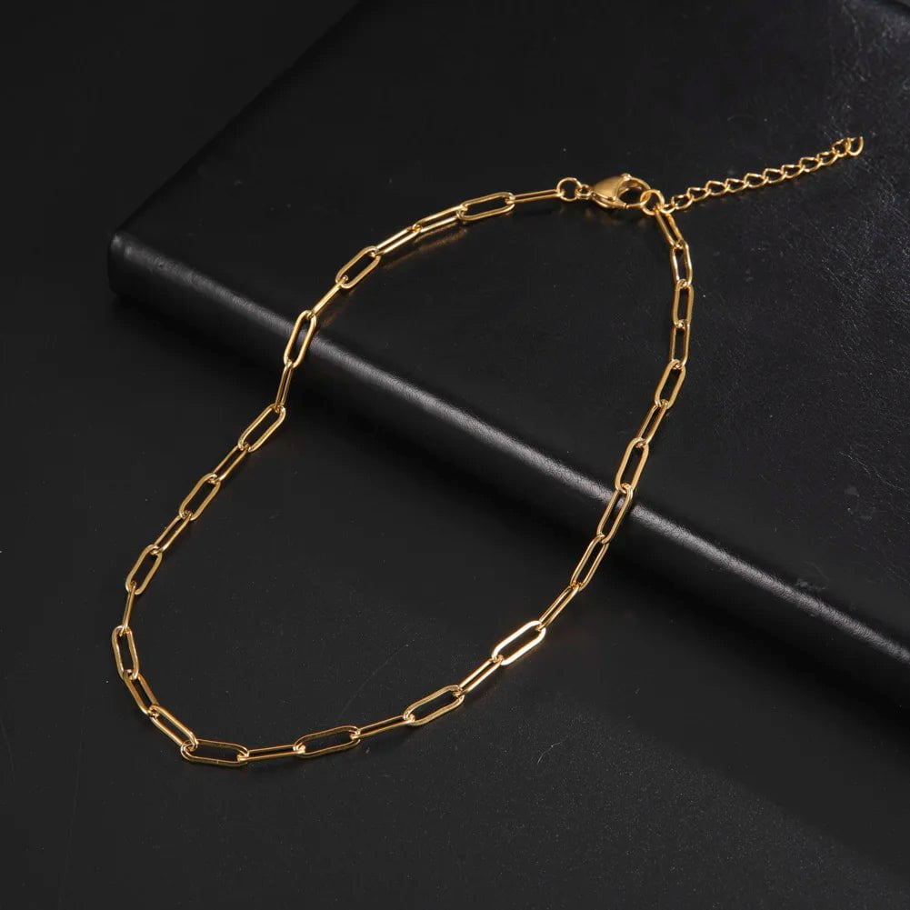 Wee Luxury Men Necklaces Paperclip Chain Gold / 40cm Paperclip Chain Stainless Steel Choker Necklaces For Men