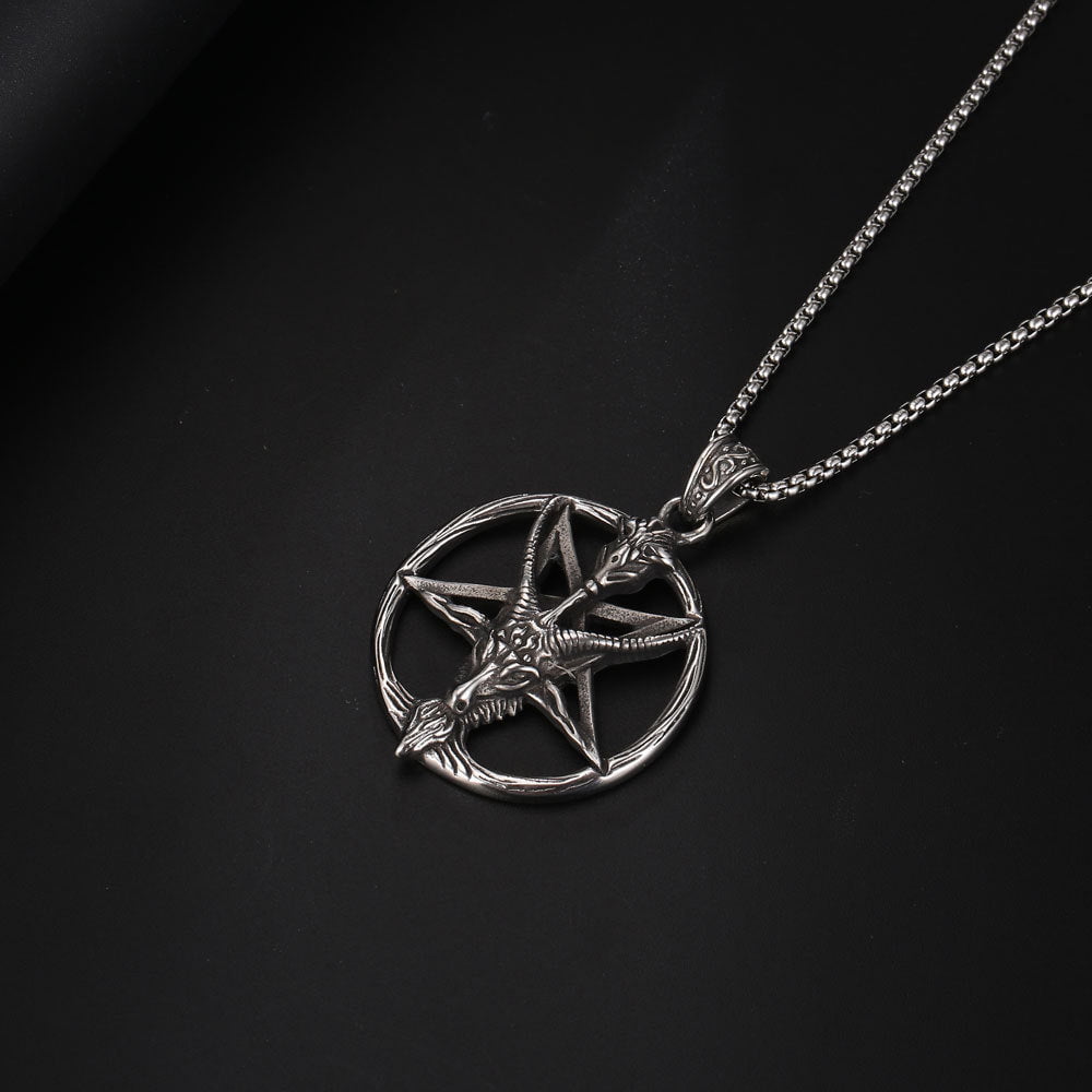 Wee Luxury Men Necklaces Pendant +401*2.5*60cm with chain Trendy Men's Stainless Steel Goat Skull Jewellery Necklace