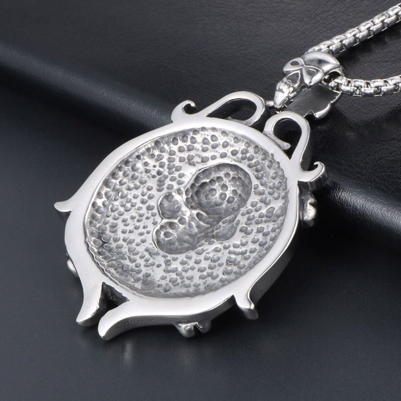 Wee Luxury Men Necklaces Pendant+ce401+3.0*60cm Men's Fashionable Skull Rudder Pendant Necklace in Titanium Steel