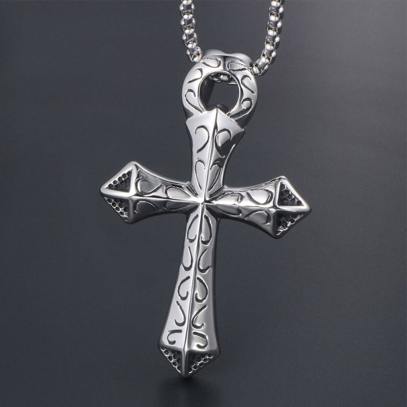 Wee Luxury Men Necklaces Pendant + ce401*3*60cm with chain Personalized Cross Pendant Vintage Necklace for Men in Titanium Steel